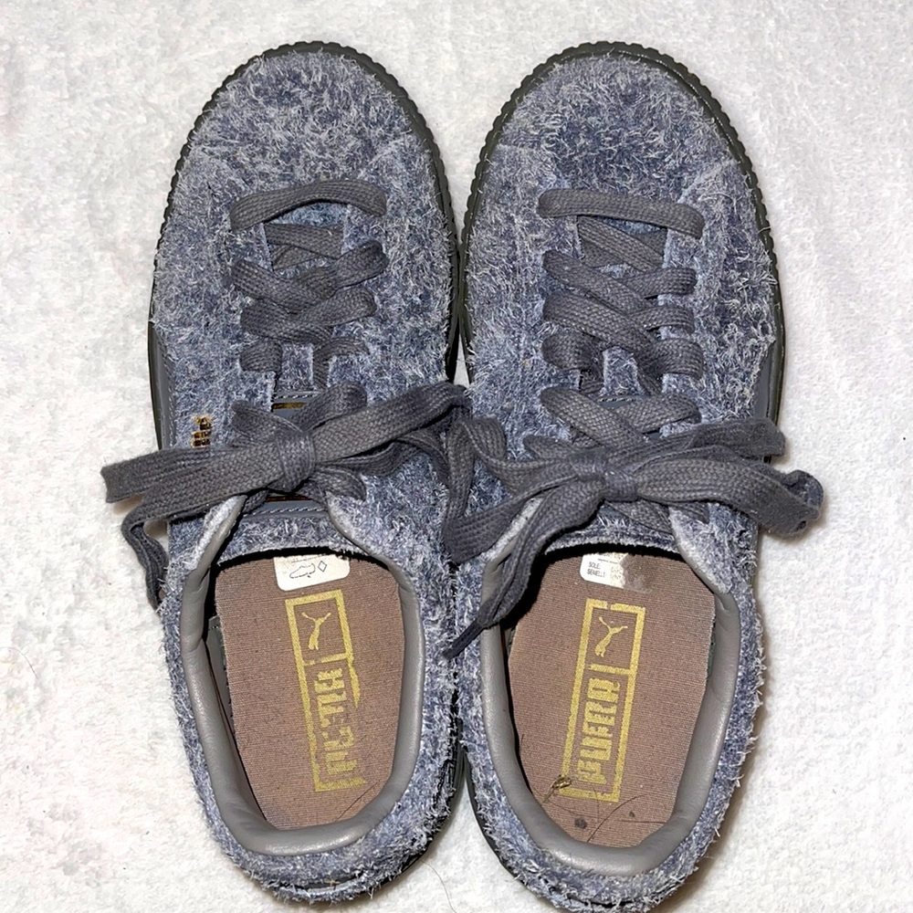 Puma Elemental Gray Hairy Suede Shoes